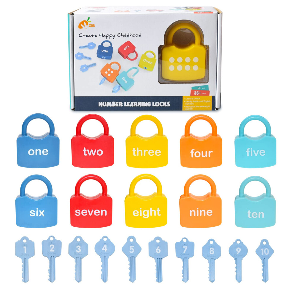 Photos - Other Toys ZIB 20PCS Lock and Key Toy, Matching and Counting Number Toys for Boys and Girls, Montessori Toddlers Toys to Develop Fine M