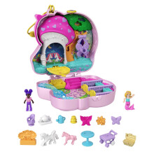 Polly Pocket Unicorn Forest Compact, Tea Party Theme, 12 Pop and Swap Toy Accessories, 2 Polly Pocket Dolls, Toys for Ages 4 and Up, One Polly Pocket