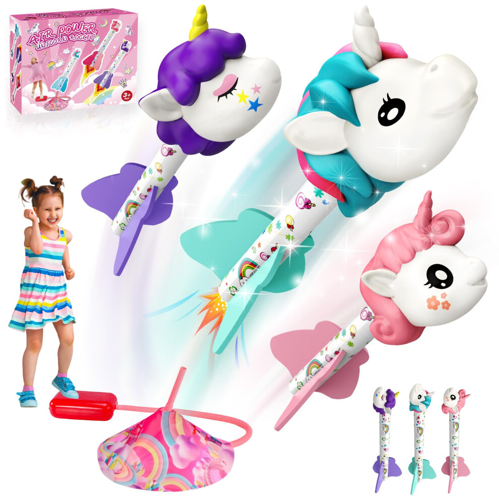 Dejanard Rocket Toy Launcher For Kids, Unicorn Gifts For Girls Toys For 3-10 Year Olds Boys Outdoor Toys 3 4 5 6 Years Old Girls Gifts Age 3-12 Garden