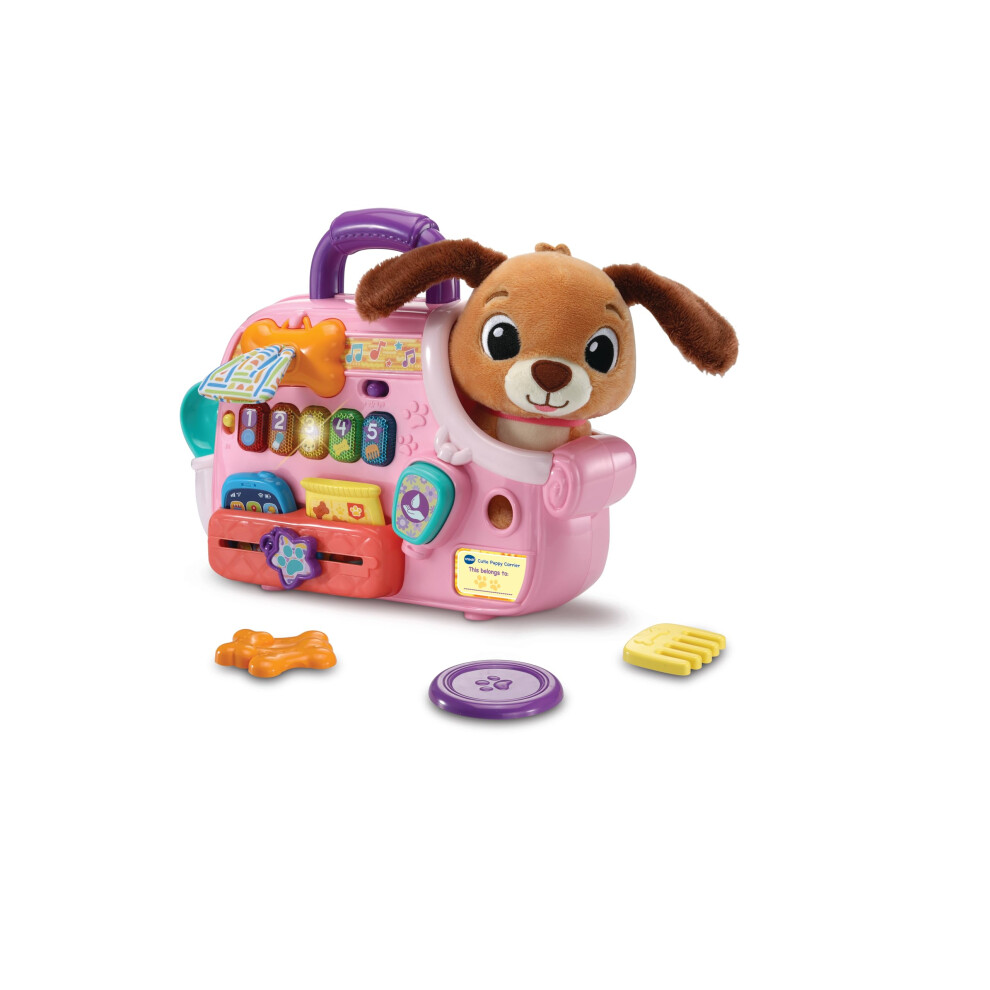 Vtech Baby Cutie Puppy Carrier, Interactive Role-Play Toy With 6 Accessories, -Up Buttons With Music, Sounds & Phrases, Gift For Babies 9, 18, 24 Light