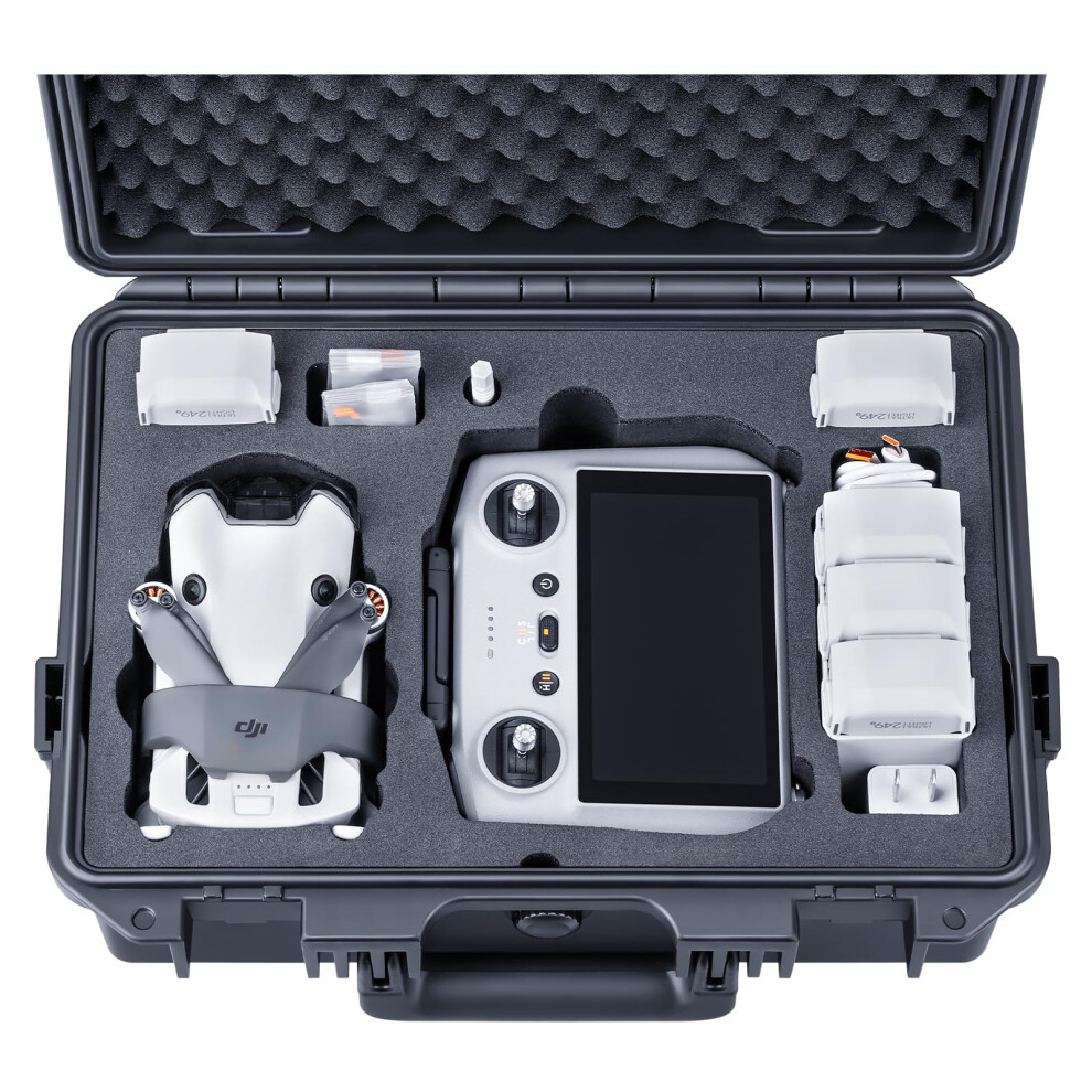 Lykus Titan Mm410 Waterproof Hard Case For Dji Mini 4 Pro/Mini 3/ Pro And Dji Rc 2/ Rc/Rc-N2, Support 7 Batteries And Rc Lanyard [Case Only] Black 8000002121897