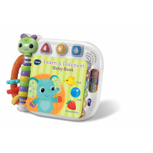 VTech Baby Learn and Discover Baby Book, Interactive Book with 3 Modes and 13 Wipe-Clean Pages, Melodies and Phrases, Teaches Animals, Colours and