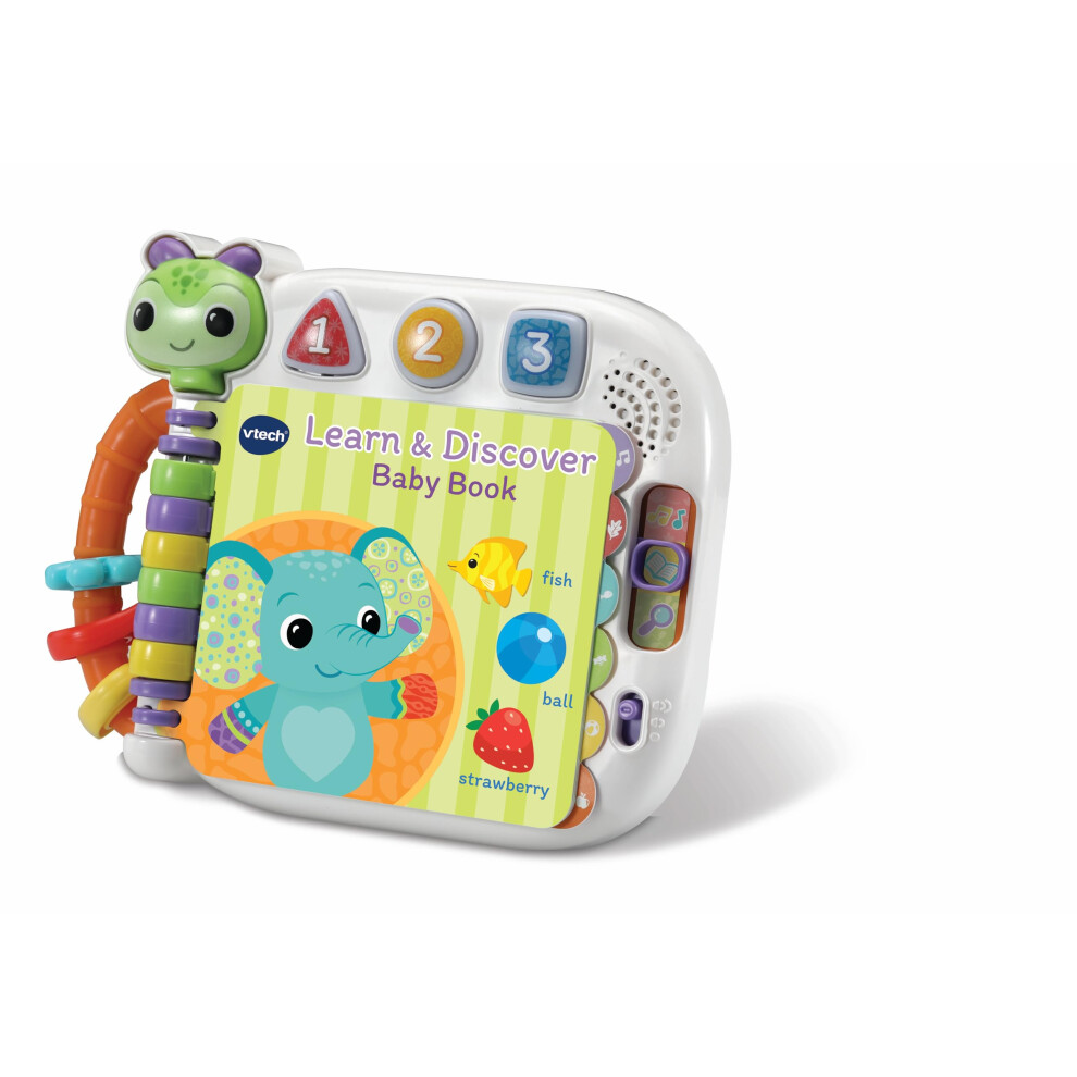 Vtech Baby Learn And Discover Baby Book, Interactive Book With 3 Modes And 13 Wipe-Clean Pages, Melodies And Phrases, Teaches Animals, Colours And