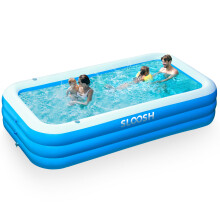 Sloosh Inflatable Swimming Pool with Seats, 304.8 x 182.8 x 55.8cm Full-Sized Blow Up Durable Thickened Above Ground Family Pool for Summer Water