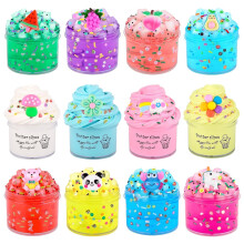 12 Pack Slime Kit - 8 Clear & 4 Fluffy Butter, Easter Peach Jelly Cube Crunchy Crystal for Birthday Party Favor, Soft Non-Sticky Sensory Toys for