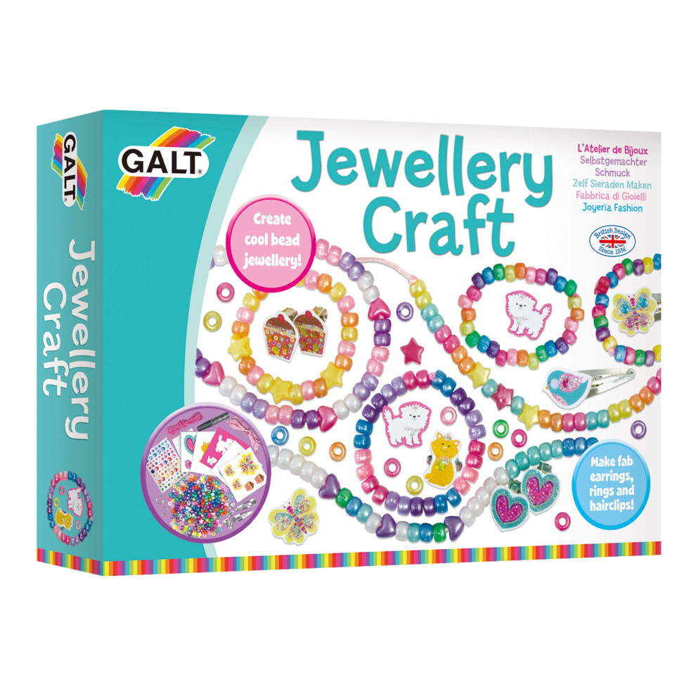 Galt Jewellery Craft Kit - Creative Cases Childrens Bracelet And Necklace Making Kit - Arts And Crafts For Kids With Hair Clips, Rings, Clip-On