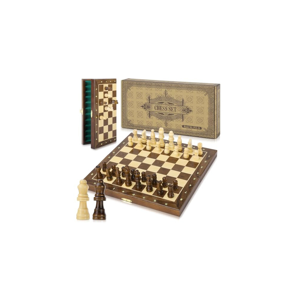 Photos - Other Toys Peradix Chess Set | Wooden Magnetic Chess Board | 2 Extra Queen | 30x30cm Folding Chessboard for Storage | Toys & Games for