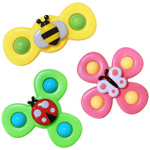 Yumuwind Suction Spinners for Babies - Spinning Toys with Silicone Bubbles for Bath & Window - Release Anxiety Travel Toys, Ages 1+