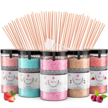 Misskandy?-Candy Floss Sugar Pack (5 * 300g) (Strawberry, Apple, Marshmallow, Cola, Raspberry) Use in Cotton Candy Maker + 50 Sticks of 30 cm (free)