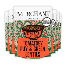 Merchant Gourmet Cooked Tomatoey French Puy & Green Lentils - High in Protein, Source of Fibre & Vegan - Pack of 6 x 250g Ready-to-eat Pouches