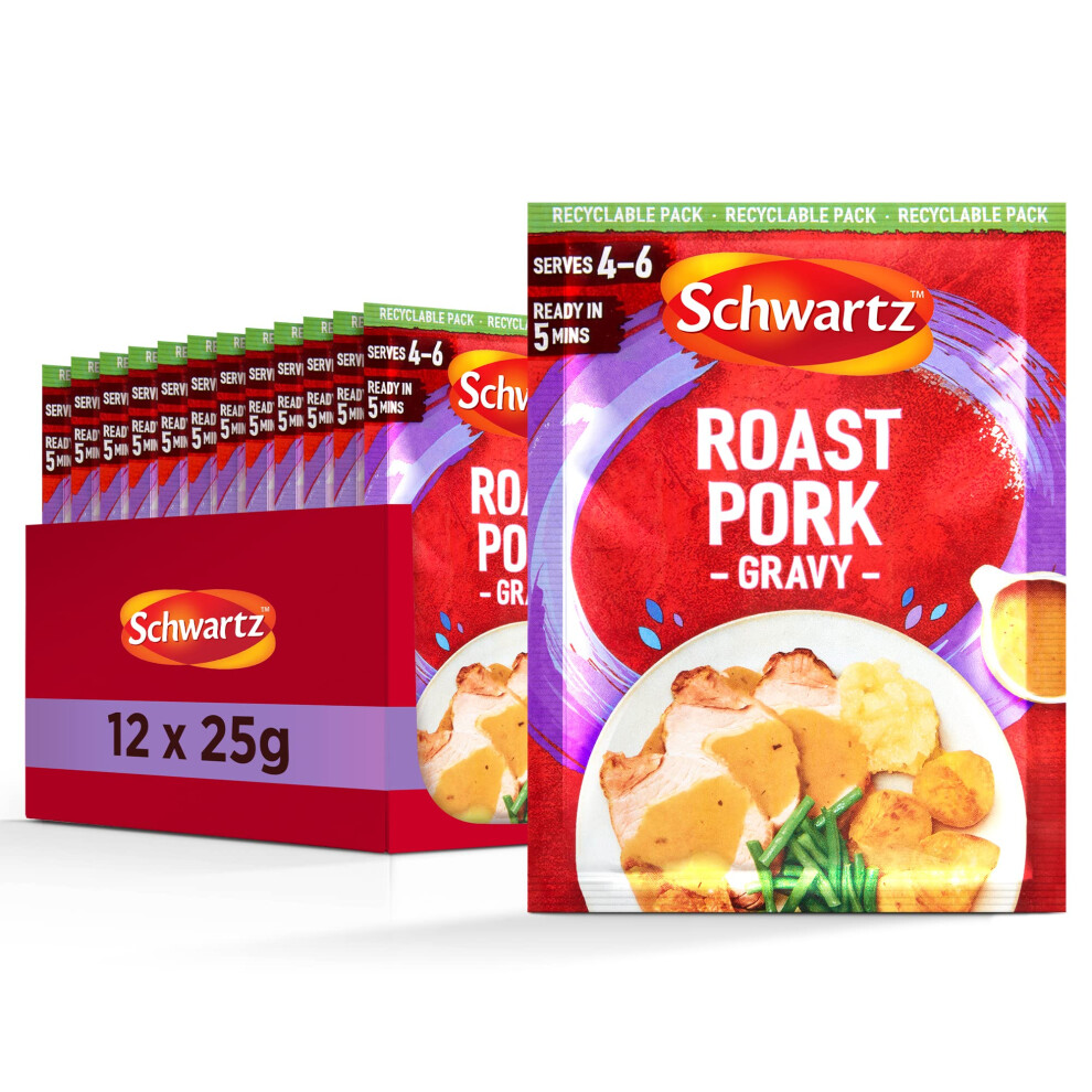 Schwartz Roast Pork Gravy Mix 25 G | Serves 4 - 6 | Pack Of 12 | Rich & Smooth Gravy | With Roast Pork Flavour And Aromatic Sage | Quick And Easy