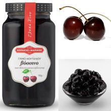 KORAKIS-MARINOS | Greek Sweet Fruit Preserve Sour Cherry in Syrup | Handmade Spoon Sweet Compote | Net Weight 950g, Glass Jar