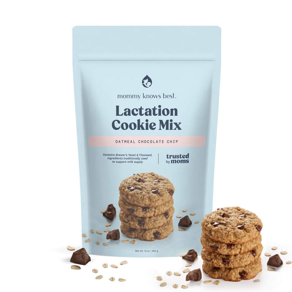 Mommy Knows Best Lactation Cookies Mix - Oatmeal Chocolate Chip Breastfeeding Cookie Supplement Support For Breast Milk Supply Increase - 16 Ounces