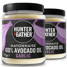 Hunter & Gather Garlic Avocado Oil Mayonnaise 2 x 175g | Seed Oil Free I Made with Pure Avocado Oil & British Free Range Egg Yolk | Paleo, Keto, Sugar