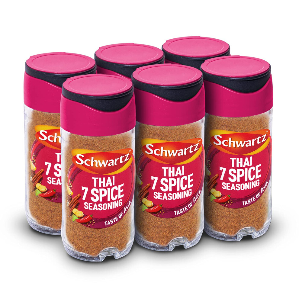 Schwartz Thai 7 Spice Seasoning 52 G | Jar | Pack Of 6 | Expertly Blended With 7 Classic Spices, Chilli Powder & Lemon | Bring A Little Taste Of Asia