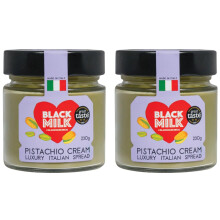 Black Milk Pistachio Cream Spread 230g - Made In Italy - Bake or Spread - Gluten Free - Two Jars