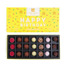 Love Cocoa Birthday Chocolate Selection Box - Luxury Gift Box of 21 Truffles White, Milk & Dark Chocolate, 250g ? Perfect for Birthdays