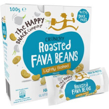 The Happy Snack Company Roasted Fava Beans, Lightly Salted Flavour Healthy Snack, High Protein, Gluten Free Tasty Snacks, Vegan, 105 Calories, 25g