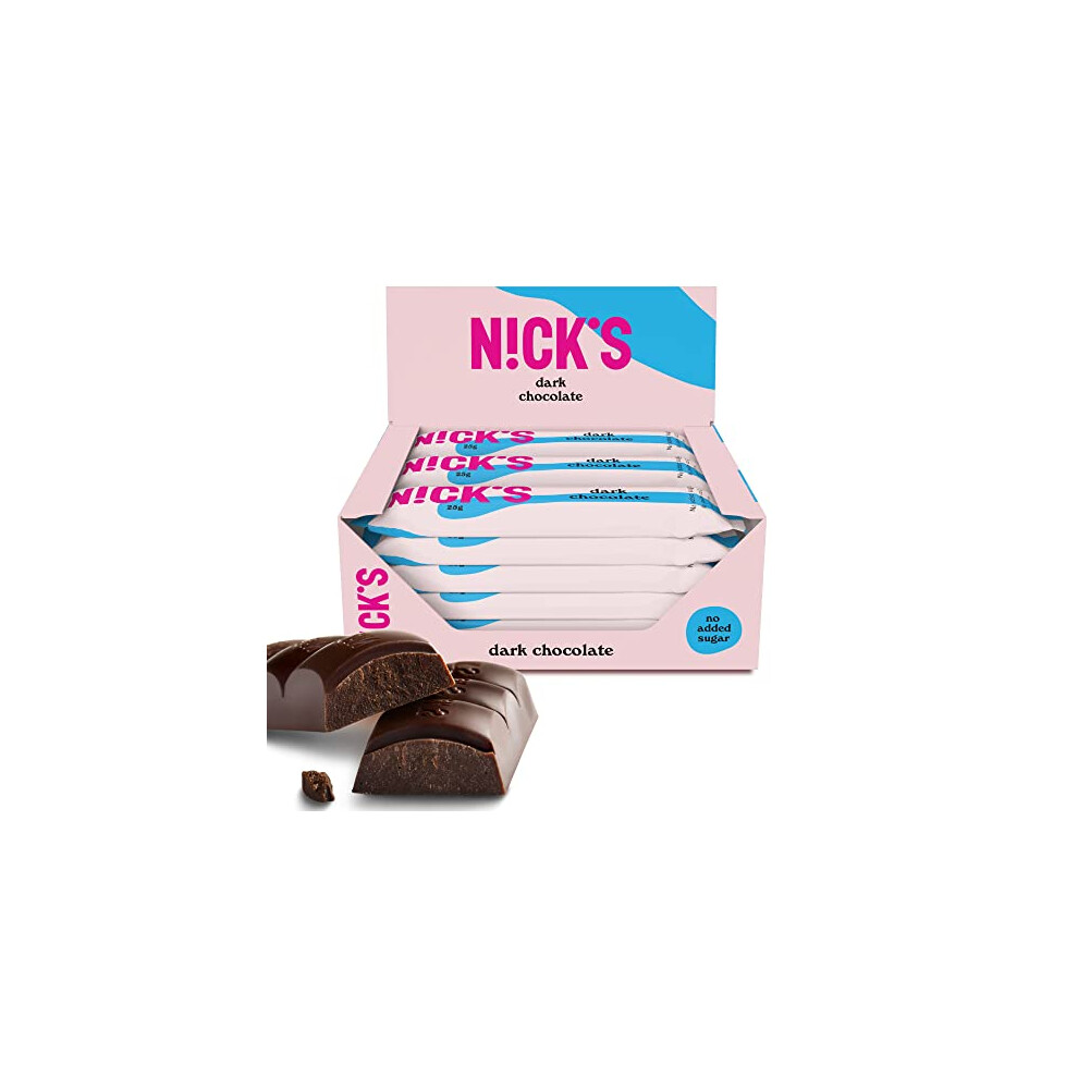 N!Ck's Dark Nicks Chocolate Vegan Keto Bars 1.1G Net Carbs, No Added Sugar, 107 Calories, Low Carb Sweets, Gluten Free Snack Bar (15X25g)