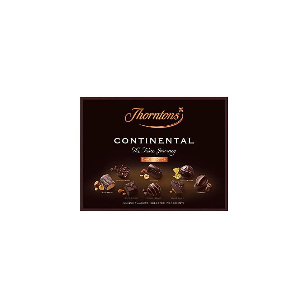 Thorntons Continental Dark Chocolate Mother's Day Gift Box, Chocolate Hamper, Gifts For Mum's Day, Inspired By European Flavours, Assorted Dark