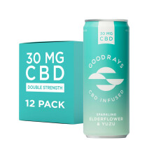 Goodrays - 30mg CBD Drink - 12 x 250ml Cans - Elderflower & Yuzu - Natural Flavours, Low Calorie, Vegan - High Strength (30mg/can), All Natural -