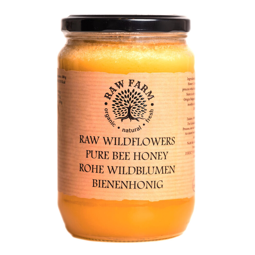 Raw Farm Organic Natural Fresh 900 G Pure Raw Wildflowers Honey - Unfiltered, Unheated, Unpasteurized, Straight From Raw Farm Own Bee Hives.