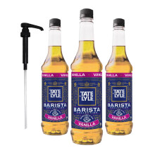 Tate & Lyle Vanilla Coffee Syrup Fairtrade 750ml (3 Bottles, with Pump)