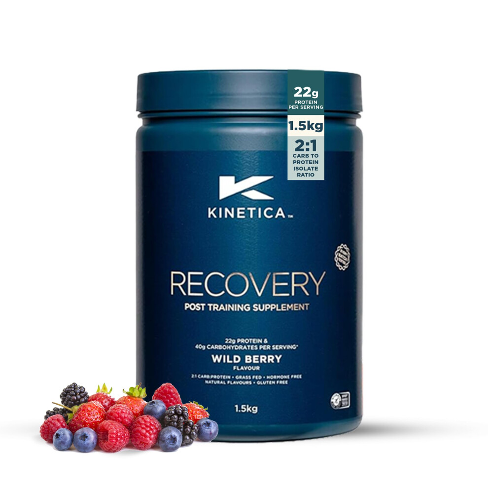 Photos - Vitamins & Minerals Kinetica Sports Recovery Powder - Wild Berry Flavour | 20 Servings/1.5kg | 2:1 Carbohydrates to Protein Isolate Ratio | Glut
