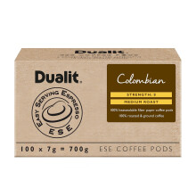 Dualit Colombian ESE Coffee Pods |100 Pack | 100 x 1 | 100 Servings of Premium Ground Caffeinated Coffee in Easy Serving Espresso Paper Pods | Single