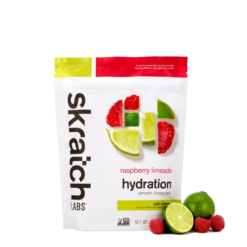 Skratch Labs Green Hydration Sport Drink Mix | Raspberry Limeade With Caffeine (15.5 Oz, 20 Servings) | Electrolyte Powder Developed Athletes And Sports