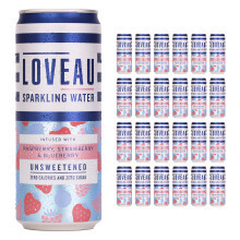 LOVEAU Sparkling Water - Raspberry, Strawberry and Blueberry, 330 ml (Pack of 24)
