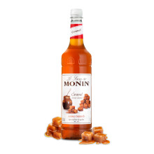Monin Caramel Syrup for Coffee, Cocktails, and Desserts | Rich and Buttery Caramel Coffee Syrup with Monin Syrup Recipe Card | 1L Premium Cocktail
