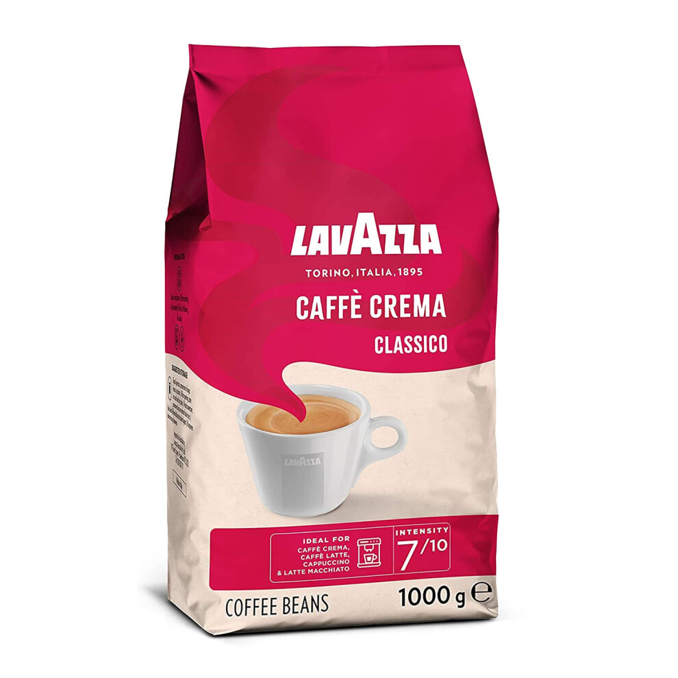 Lavazza Caff? Crema Classico, Coffee Beans, Arabica And Robusta, Cocoa And Wood Notes, Intensity 7/10, Medium Roasting, 1 Kg