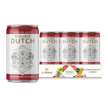 Double Dutch Pomegranate & Basil Premium Tonic Mixer | 24 x 150ml cans | Low Calorie Perfect Mixer for Cocktails, No Artificial Colours Preservatives