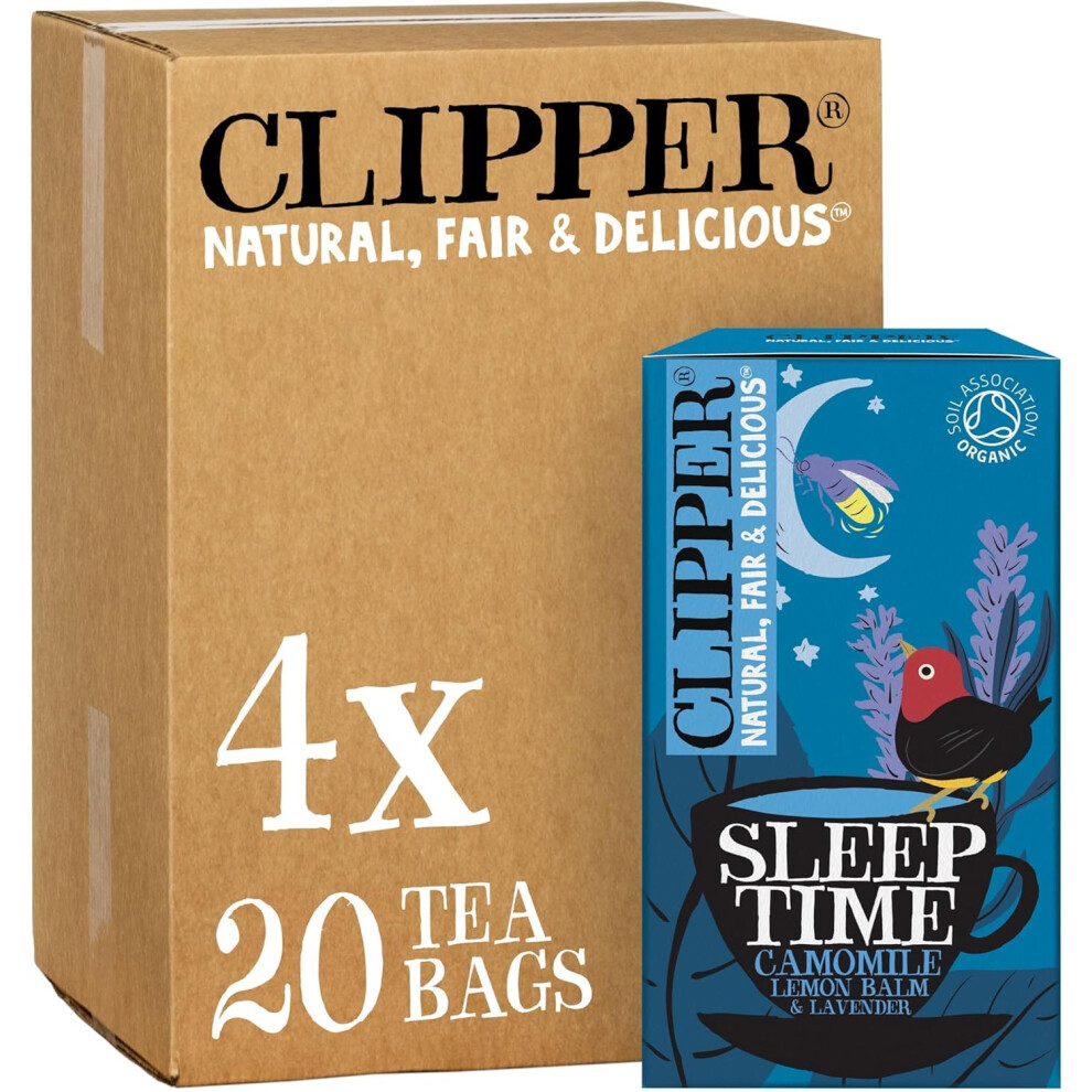Clipper Sleep Time Infusion Teabags | 80 Chamomile, Lemon Balm And Tea Bags (4X Boxes Of 20) | Caffeine-Free Herbal Tea Bags | Natural, Lavender