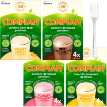 Complan Nutritional Drinks Bundle - Variety Pack of Strawberry, Chocolate, Banana, and Vanilla Flavoured Mix at Home Powders with Mixing Fork - 16 x