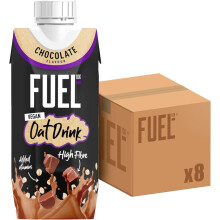 FUEL10K Vegan Chocolate Oat Breakfast Drink, High Fibre & Vitamins, 330 ml (Pack of 8)