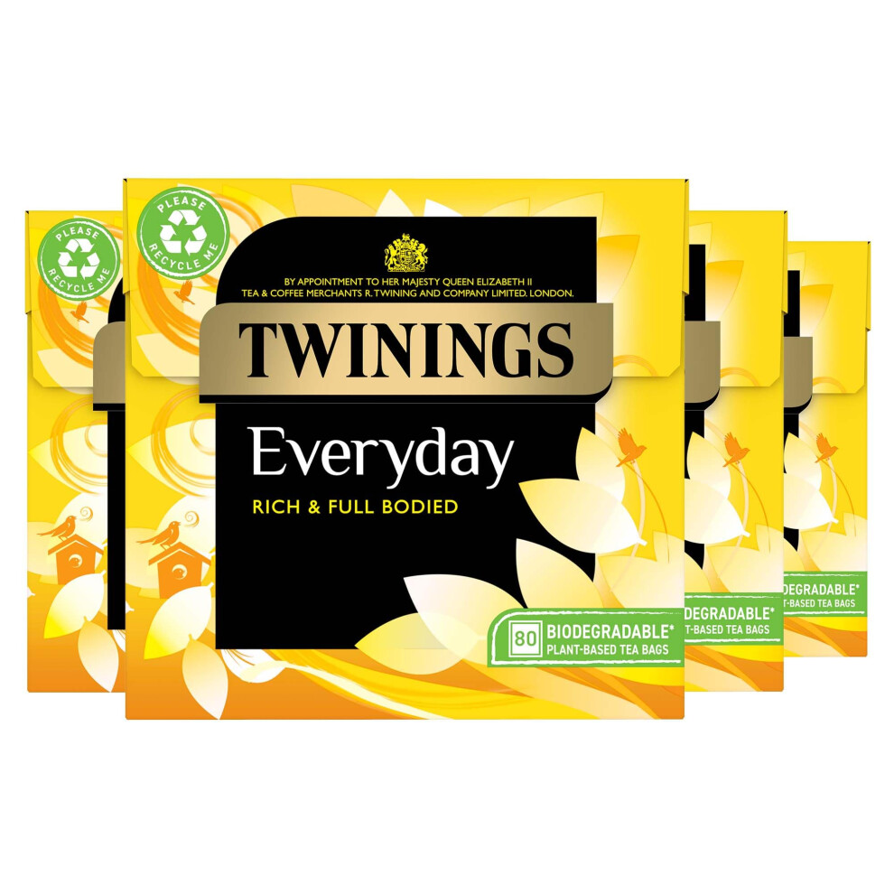 Twinings Everyday Tea | Classic Blend, Rich & Well Rounded Black Tea | Multipack Bulk Buy, 320 (4 X 80) Biodegradable Tea Bags