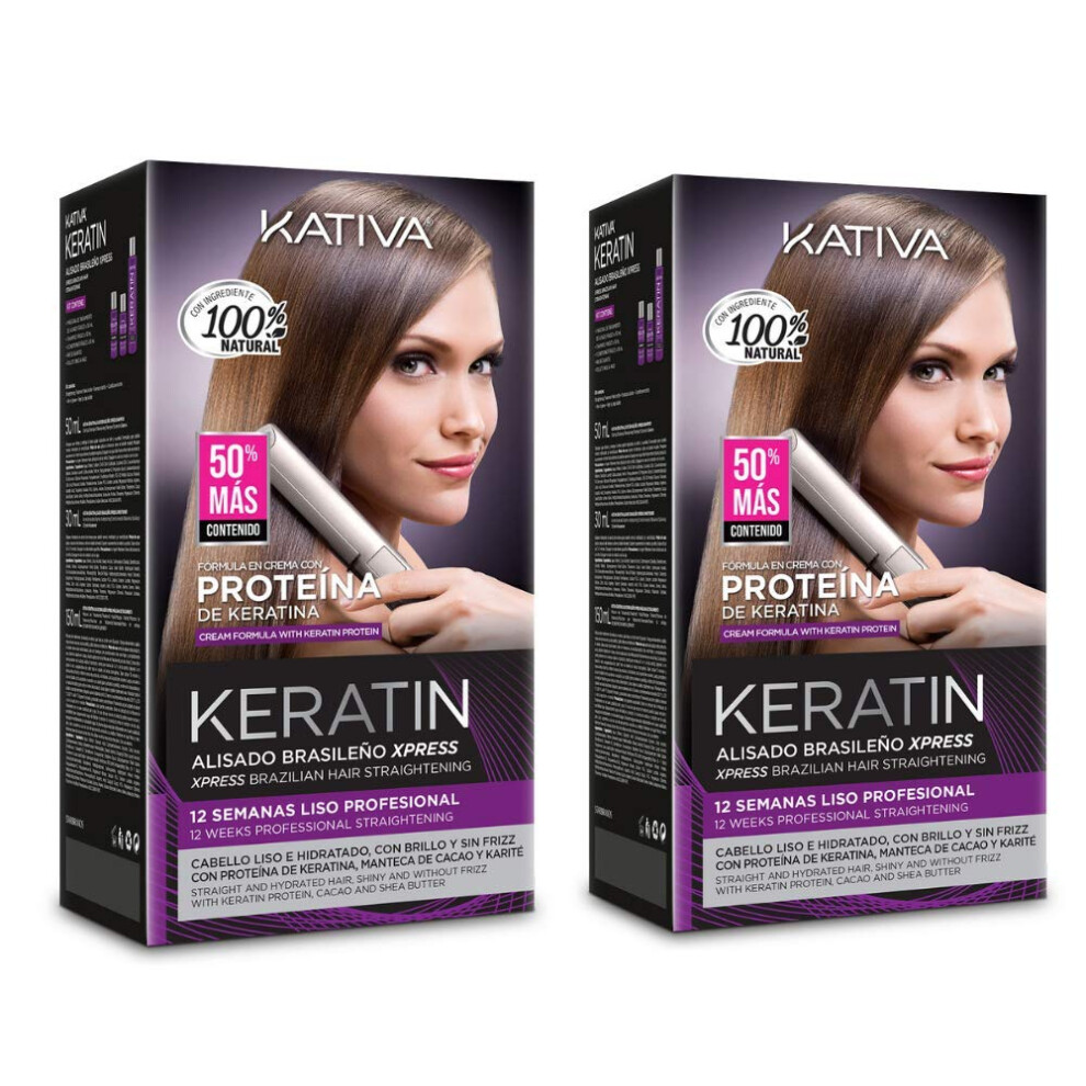 Kativa Keratin Express Brazilian Straightening Treatment Without Formaldehyde/Formol Pack Of 2