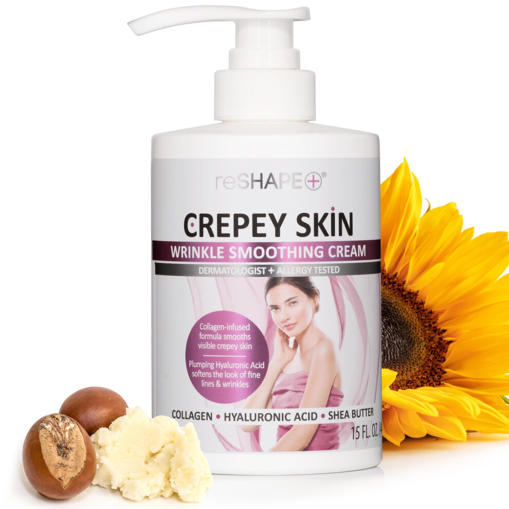 Reshape Crepey Skin Treatment Cream Wrinkle Smoothing Cream With Collagen, Hyaluronic Acid Hydrating Cream Improves Elasticity Pumps Saggy Skin For