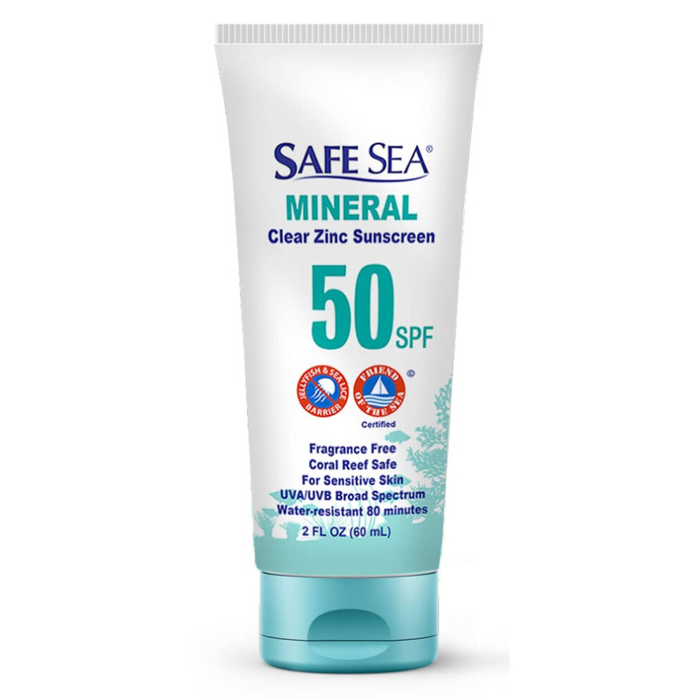 Safe Sea Zinc Oxide Sunscreen SPF50 | Clear Mineral Face Sunscreen Without White Cast | Anti-Jellyfish Sting Protective Lotion | Coral Reef Safe |-image-OPC-PMXVFKB-NEW
