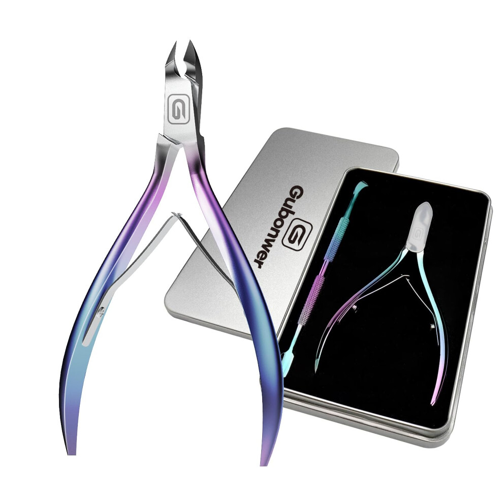 Gubonwer Cuticle Trimmer 3/4 Jaw Extremely Sharp Cuticle Nippers Scissors Stainless Steel Clippers Cutter Cuticle Clippers, Cuticle Pusher, Nail Cuticle