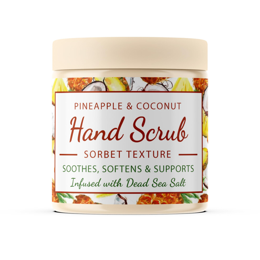Calmgrace Exfoliating Hand Scrub With Dead Sea Salts & Pineapple Coconut Scent | Hand Scrub Exfoliator Sorbet Texture | 300G | Fortified With Avocado
