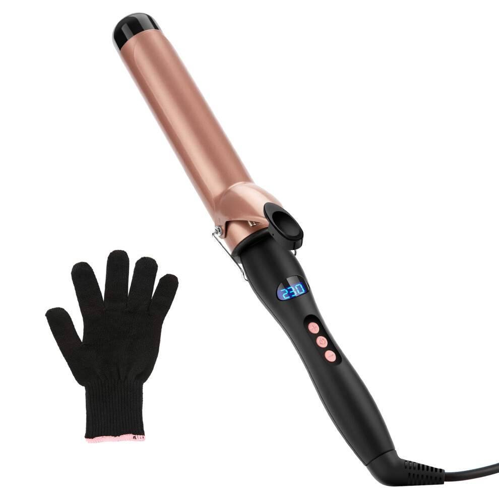 Lxmtou Curling Tongs 38Mm Large Barrel Curling Wand Big Curls For Long Hair Thick Wide Curling Iron With Glove 100?C-230?C Adjustable Temperature