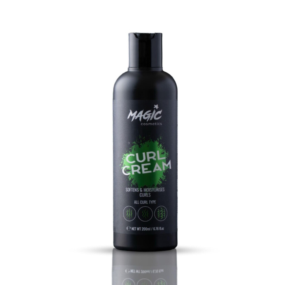 Magic Cosmetics Curl Cream ? Defines & Hydrates Curls, Frizz Control, Strong Hold, Adds Shine & Volume ? For Wavy, Curly & Coily Hair ? Moisturizing