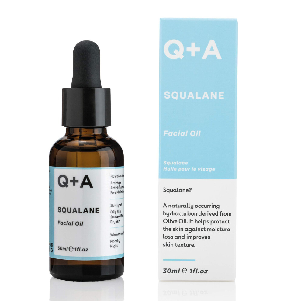 Q+A Squalane Facial Oil. A Super Hydrating, Vegan Facial Oil Derived From Olive Oil. 30Ml/1Fl.oz