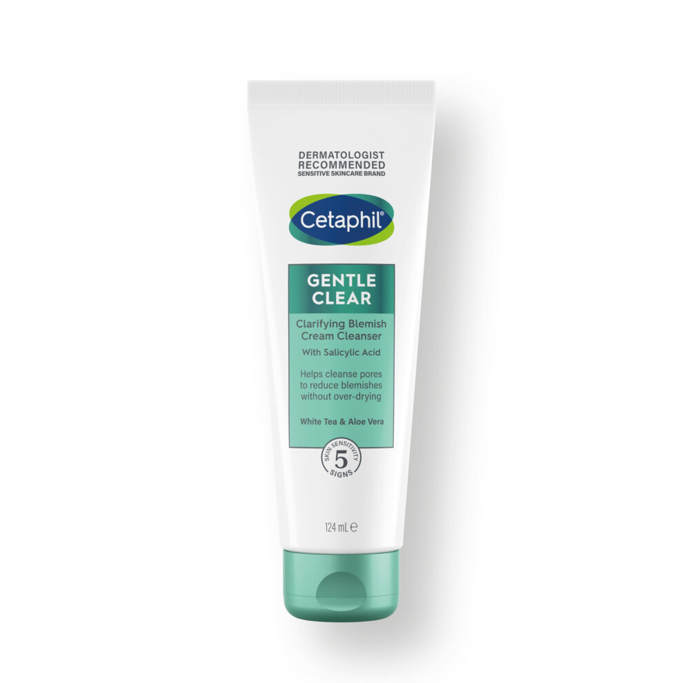 Cetaphil Gentle Clear Clarifying Blemish Cleanser 124Ml, Face Wash For Gently Cleaning Pores, With 2% Salicylic Acid & Aloe Vera For Sensitive Skin Cream