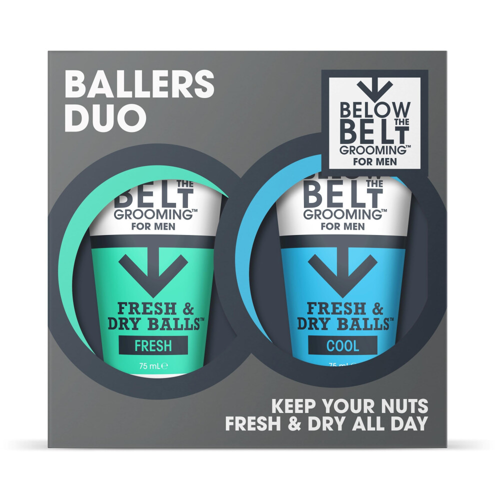 Below The Belt Grooming Below The Belt Mens Groin Deodorant, Anti-Chafing Cream For Men Ballers Duo Gift Set