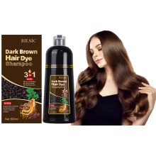 Dark Brown Hair Dye Shampoo, 500ML Instant Hair Colour Shampoo 3 in 1,Hair Color Shampoo for Grey Hair Beard Coverage, Long Lasting-Natural, Hair Dye