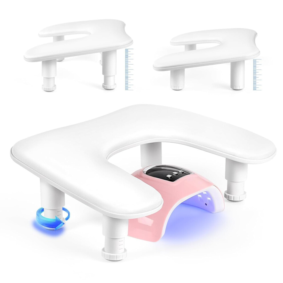 Lionvison White Manicure Nail Arm Rest For Hand: Adjustable Height Hand Rest For Nails - Leather Nail Hand Pillow For Beginners Professional Manicurists Nail